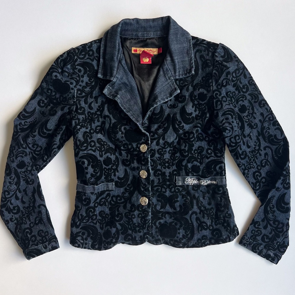 Vintage Y2K Apple Bottoms Velvet Denim‎ Blazer
